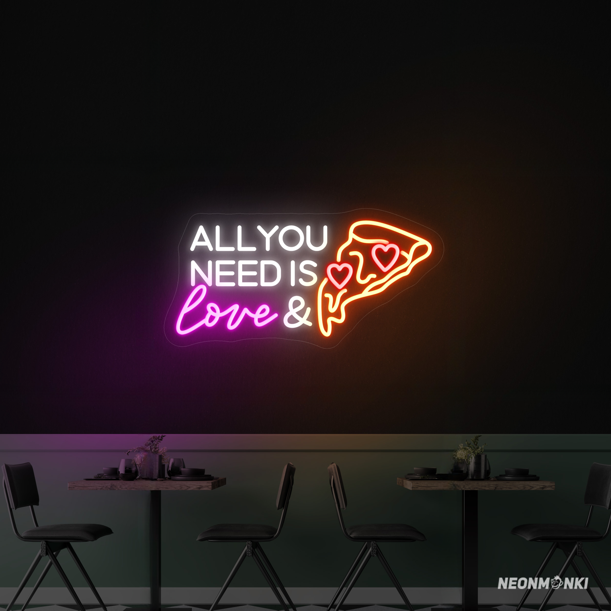 Love & Pizza Neon LED Leuchtschild für Genießer - NEONMONKI
