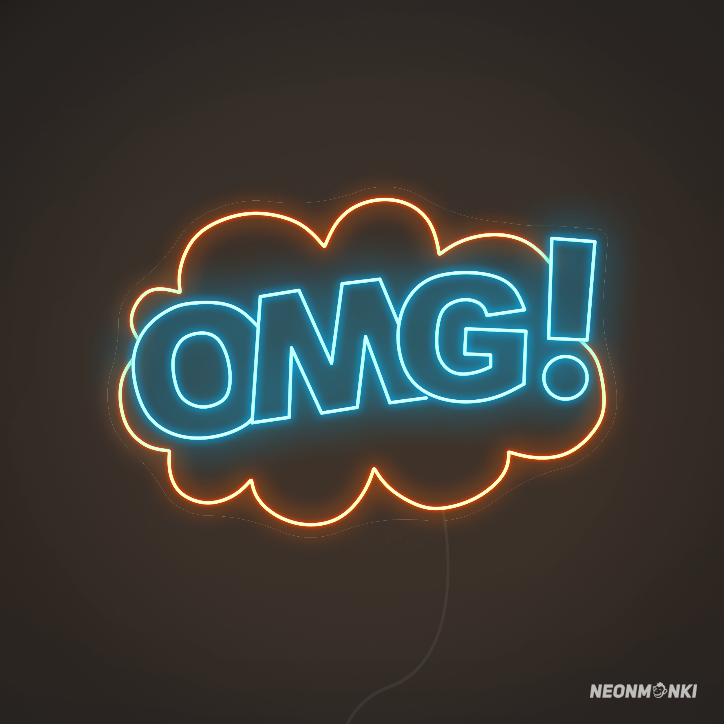 OMG Neon LED Schild kaufen – LED Schriftzug von NEONMONKI in Orange & Hellblau
