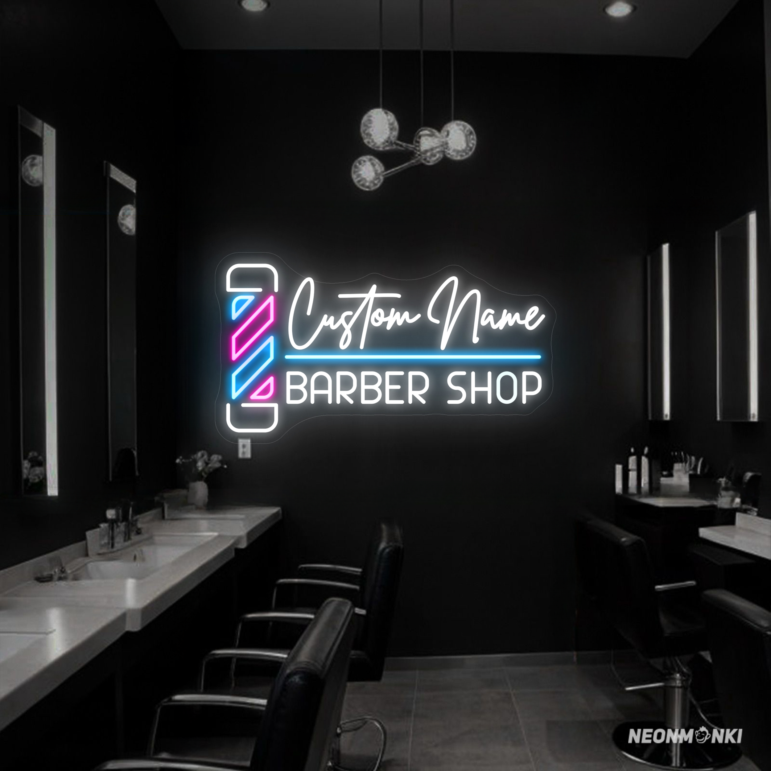 Leuchtreklame Schilder "Barber Pole" Klassisches für Shop - NEONMONKI