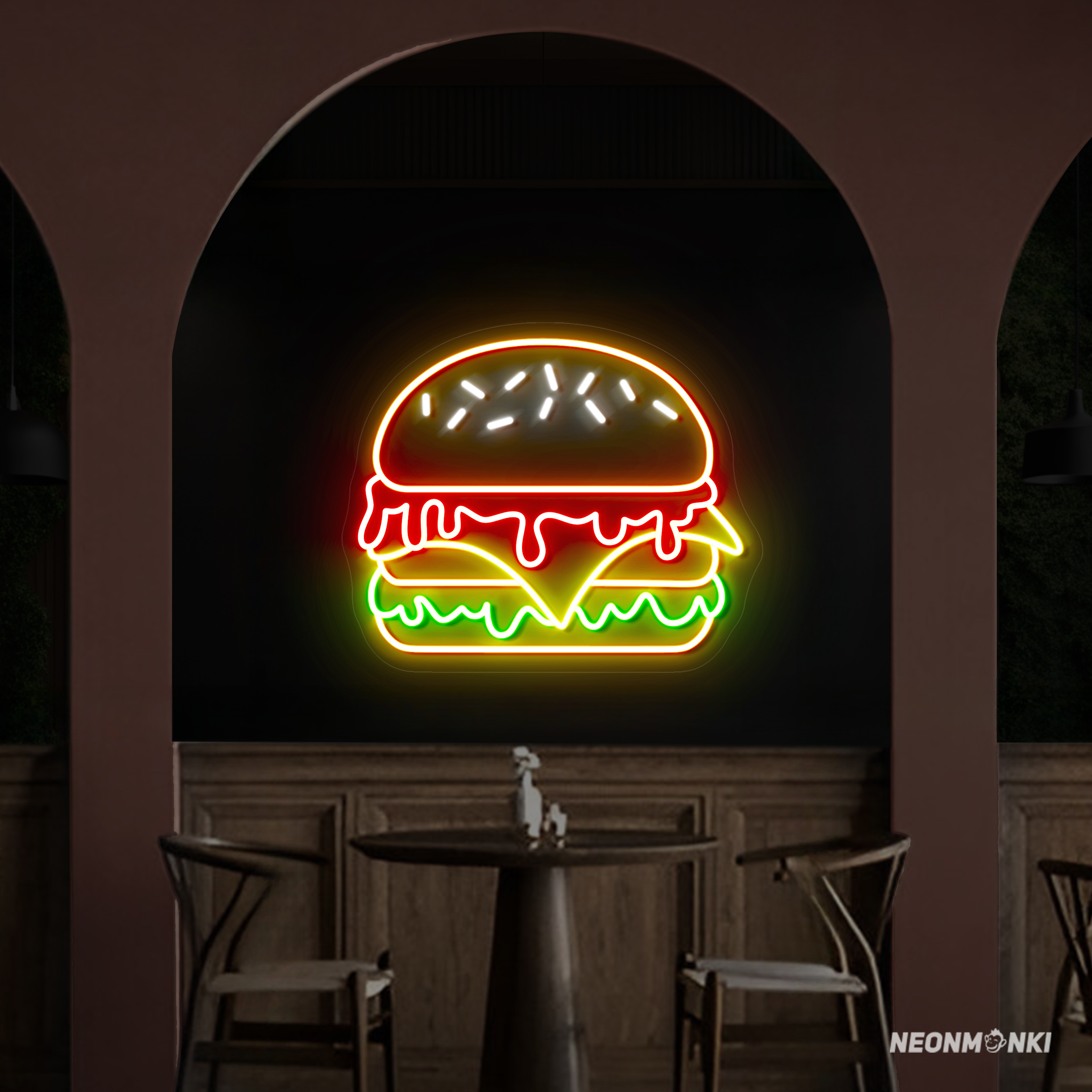 Burger Neon LED Leuchtschild für Foodtruck - NEONMONKI
