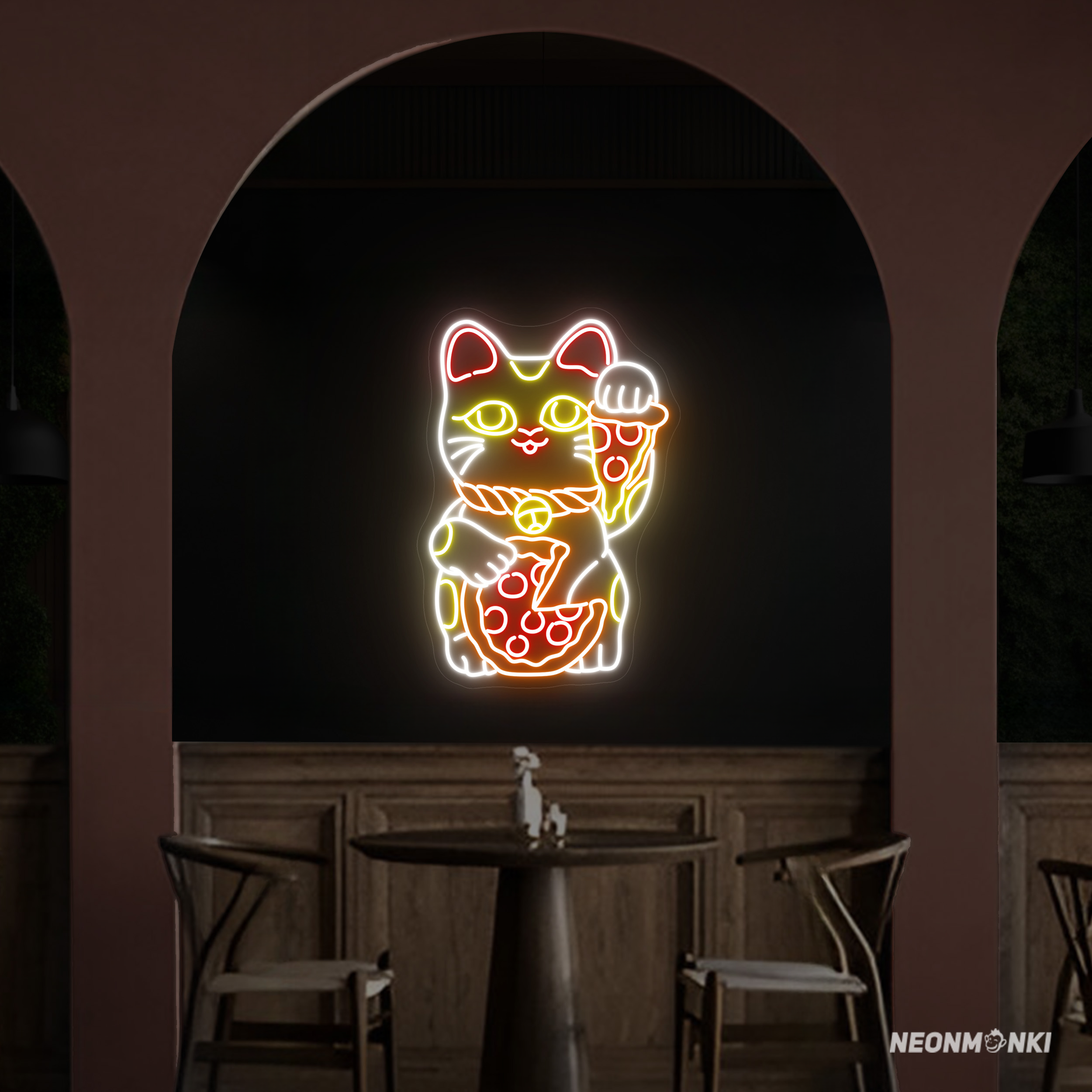 Cat Pizza Neon LED Leuchtschild und LED Logo für Food-Oasen - NEONMONKI