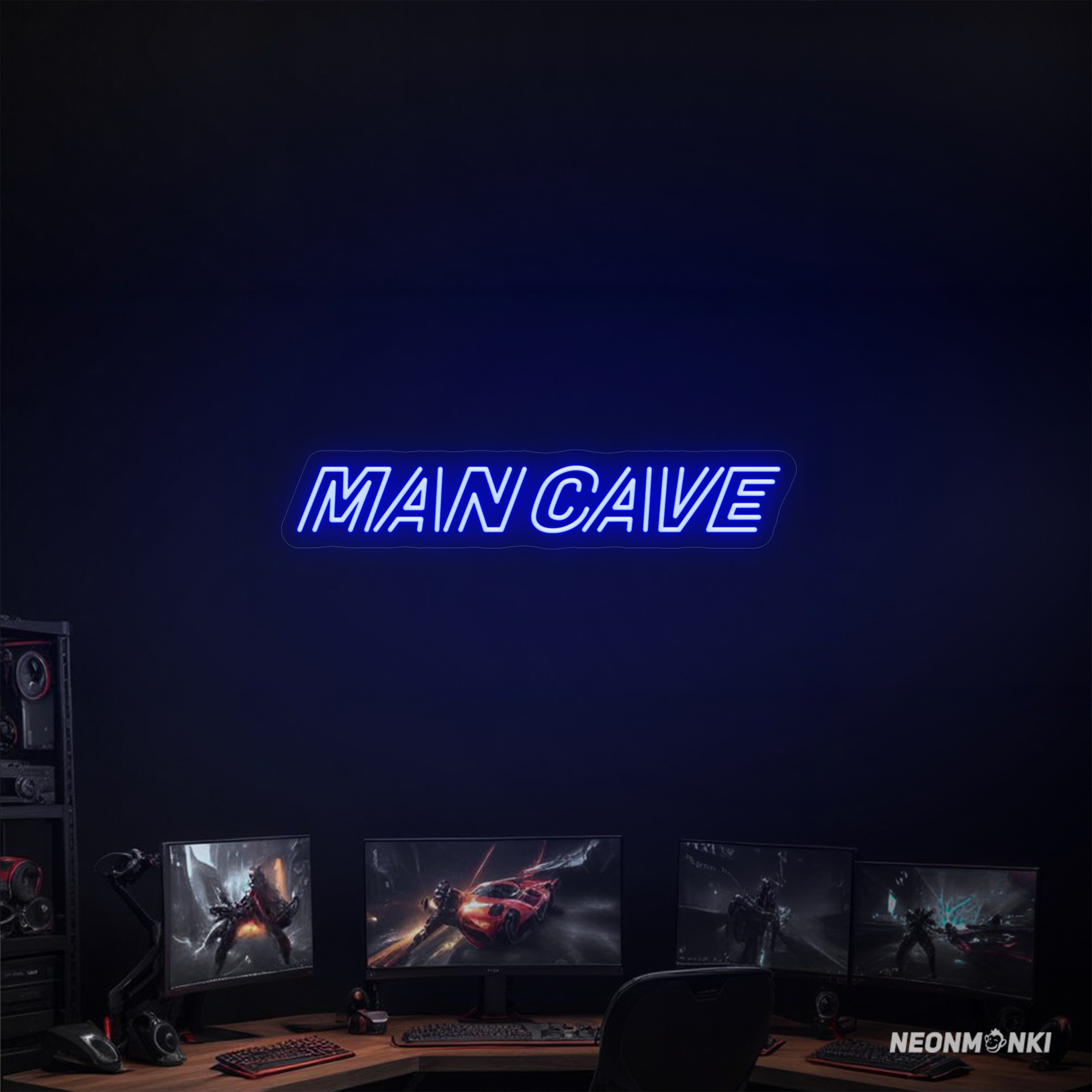 Neon Gaming Logo und Leucht LED Schriftzug "Man Cave" - NEONMONKI