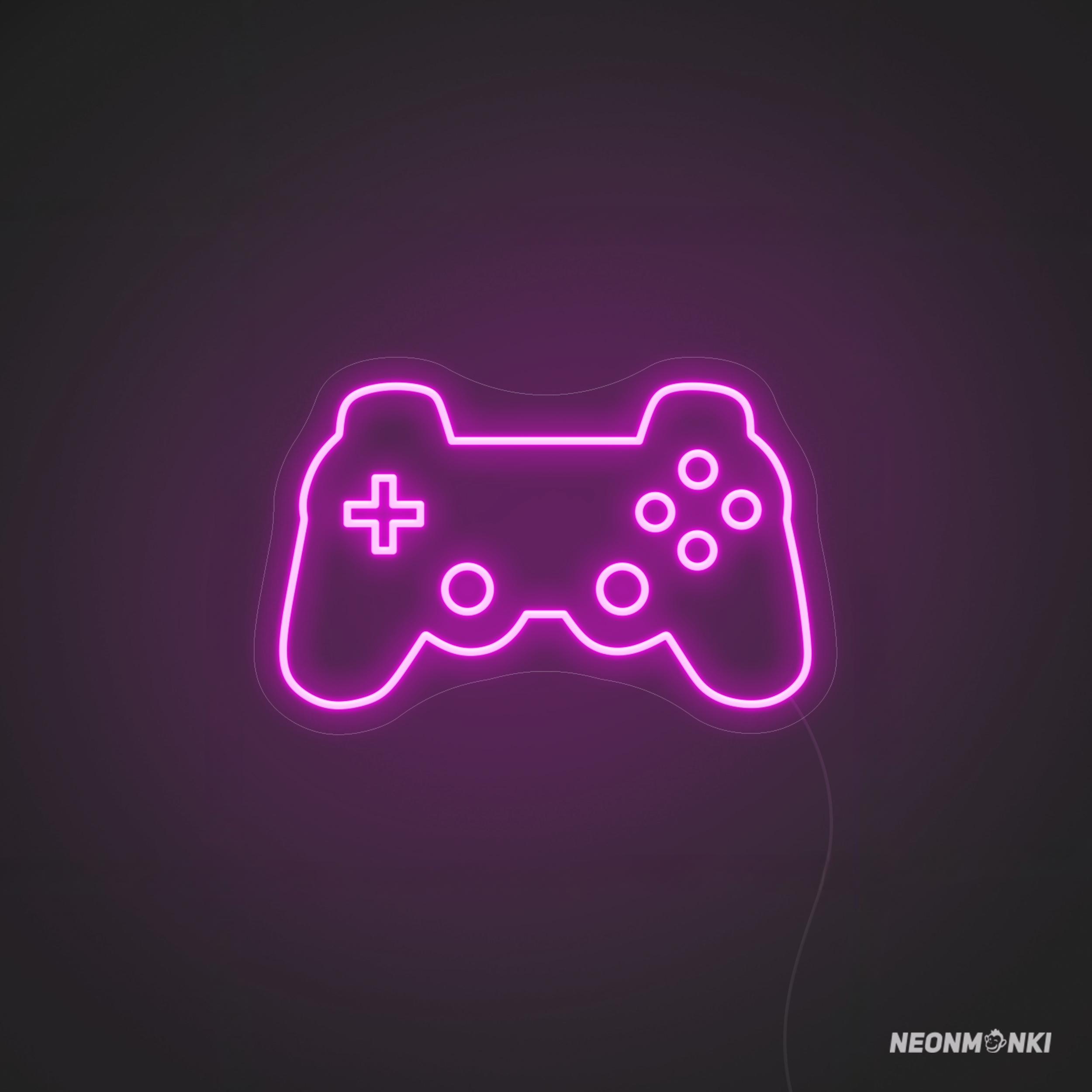 Neon leuchtende Schrift und Gaming Logo Gamepad in Neon Pink - NEONMONKI