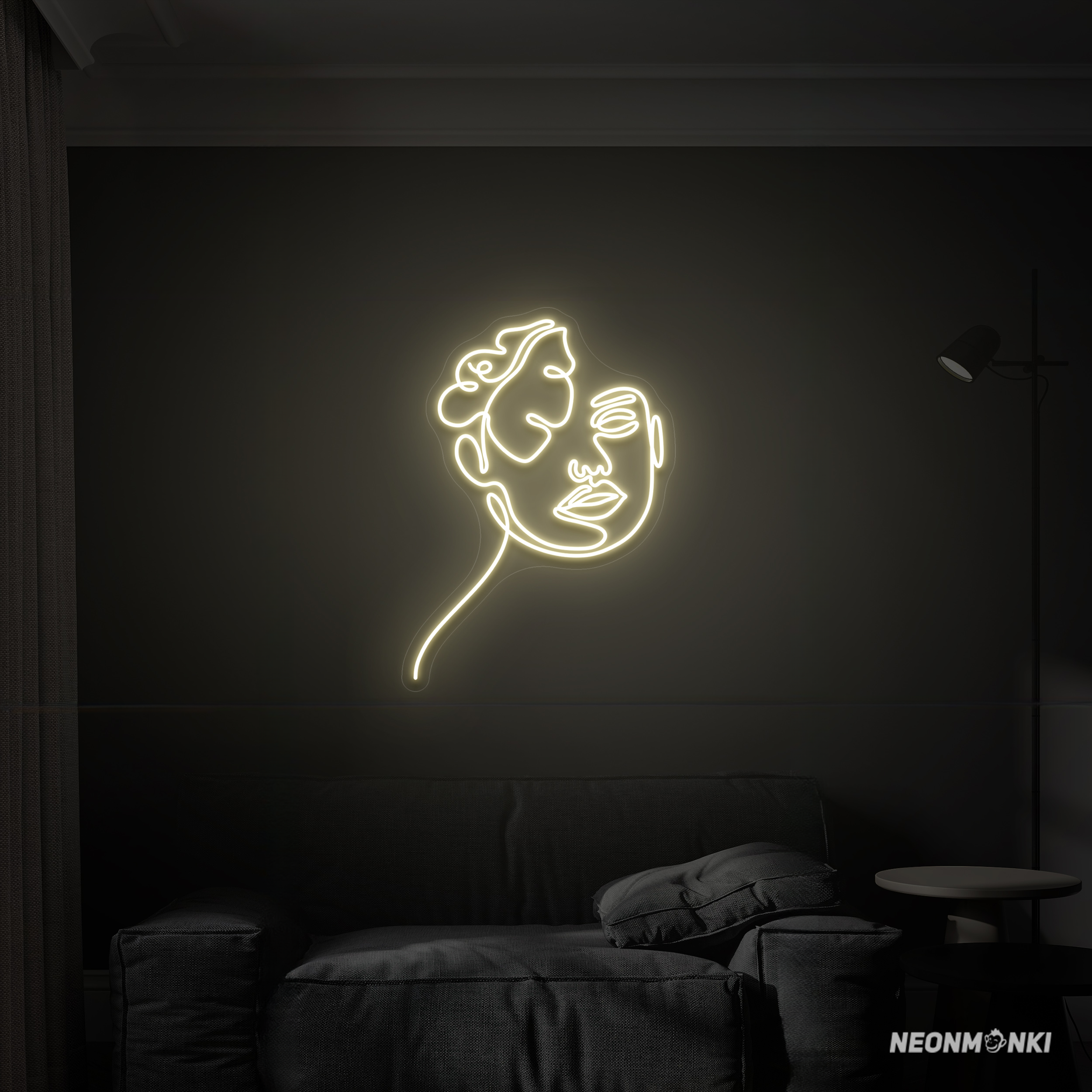 Neon Schild Kunstwerk Woman Face Handgefertigt Neon Licht - NEONMONKI