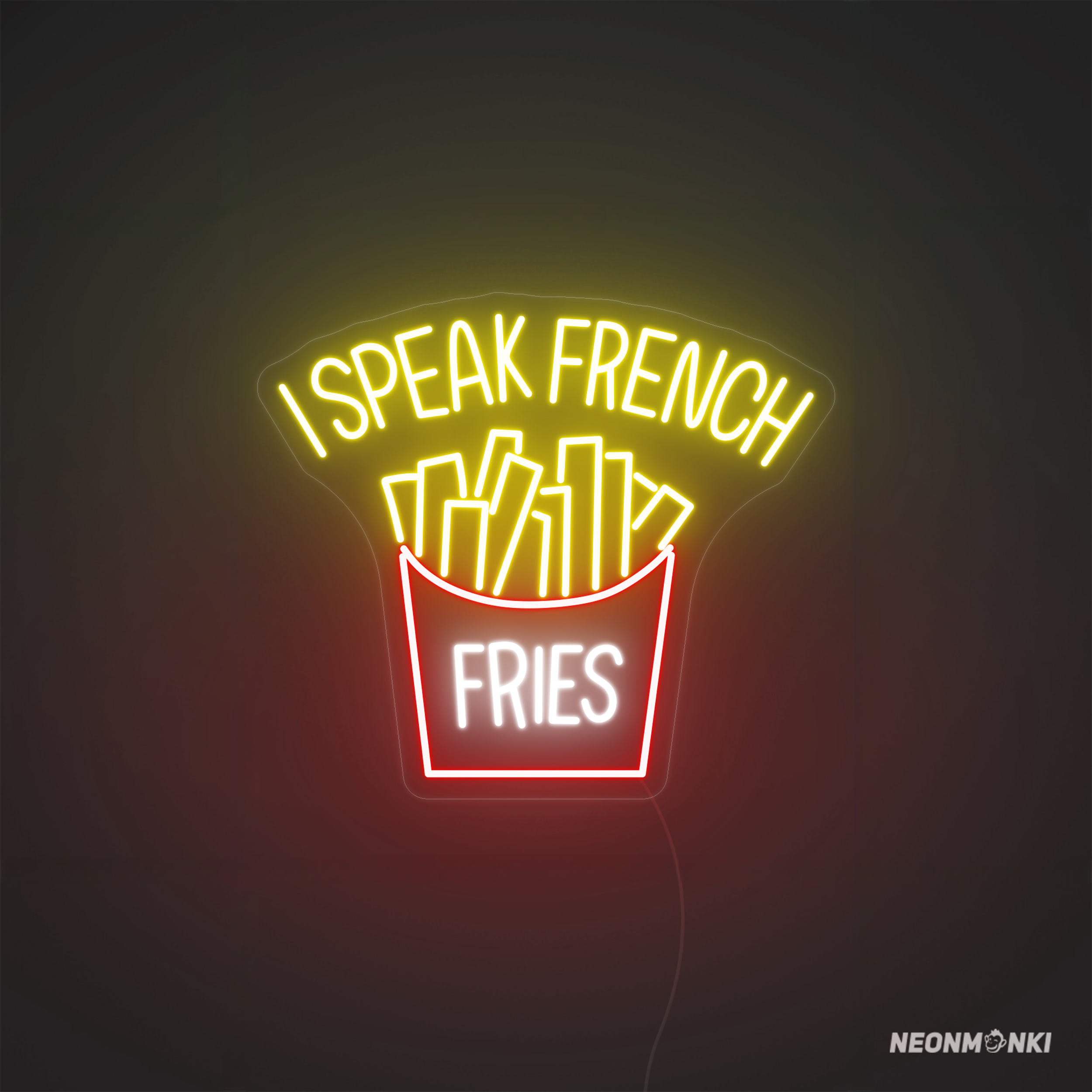I Speak French - Fries Neon LED Leuchtschild für Pommes-Fans - NEONMONKI