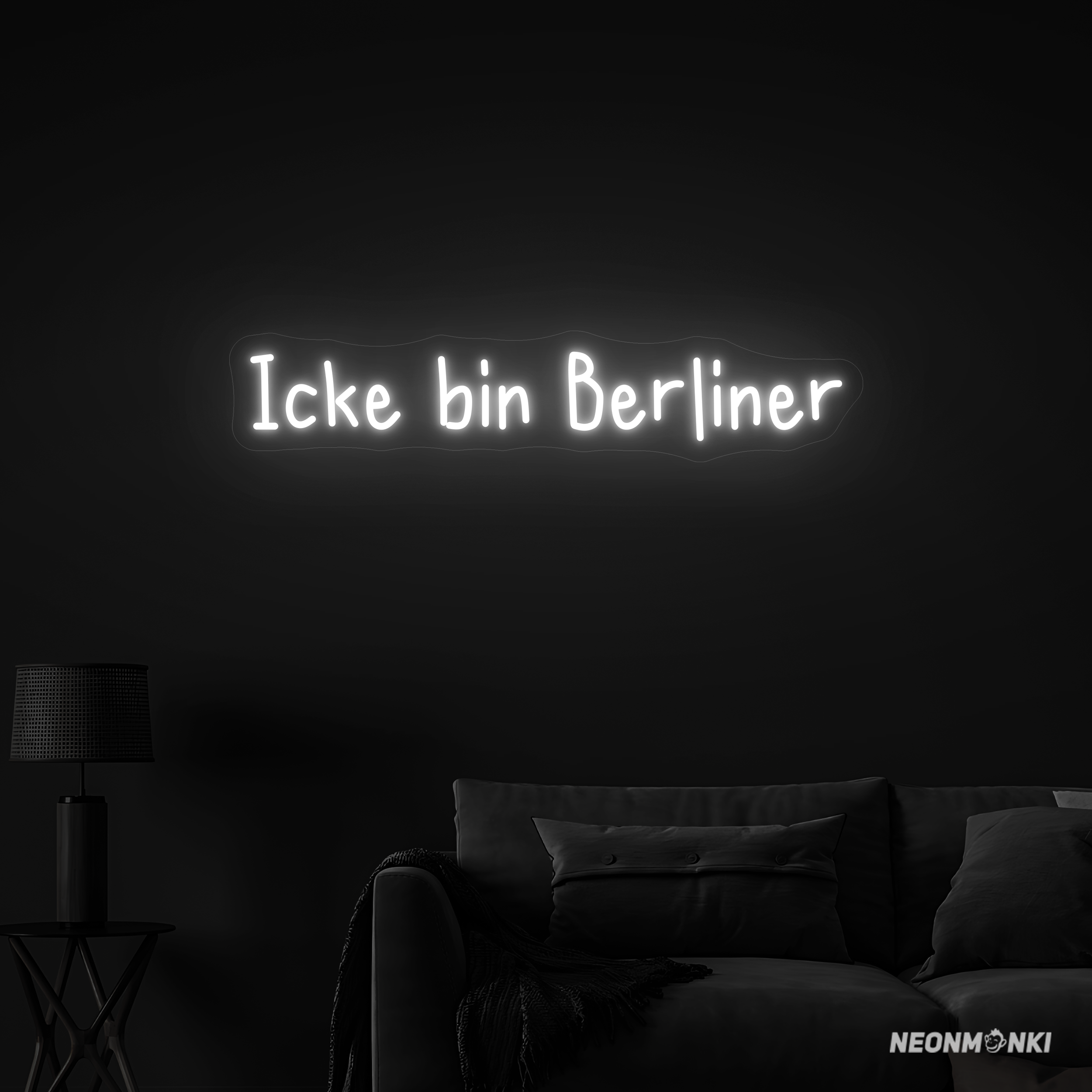 „Icke bin Berliner“ – Dein handgefertigtes Neon LED Leuchtschild in Kaltweiß