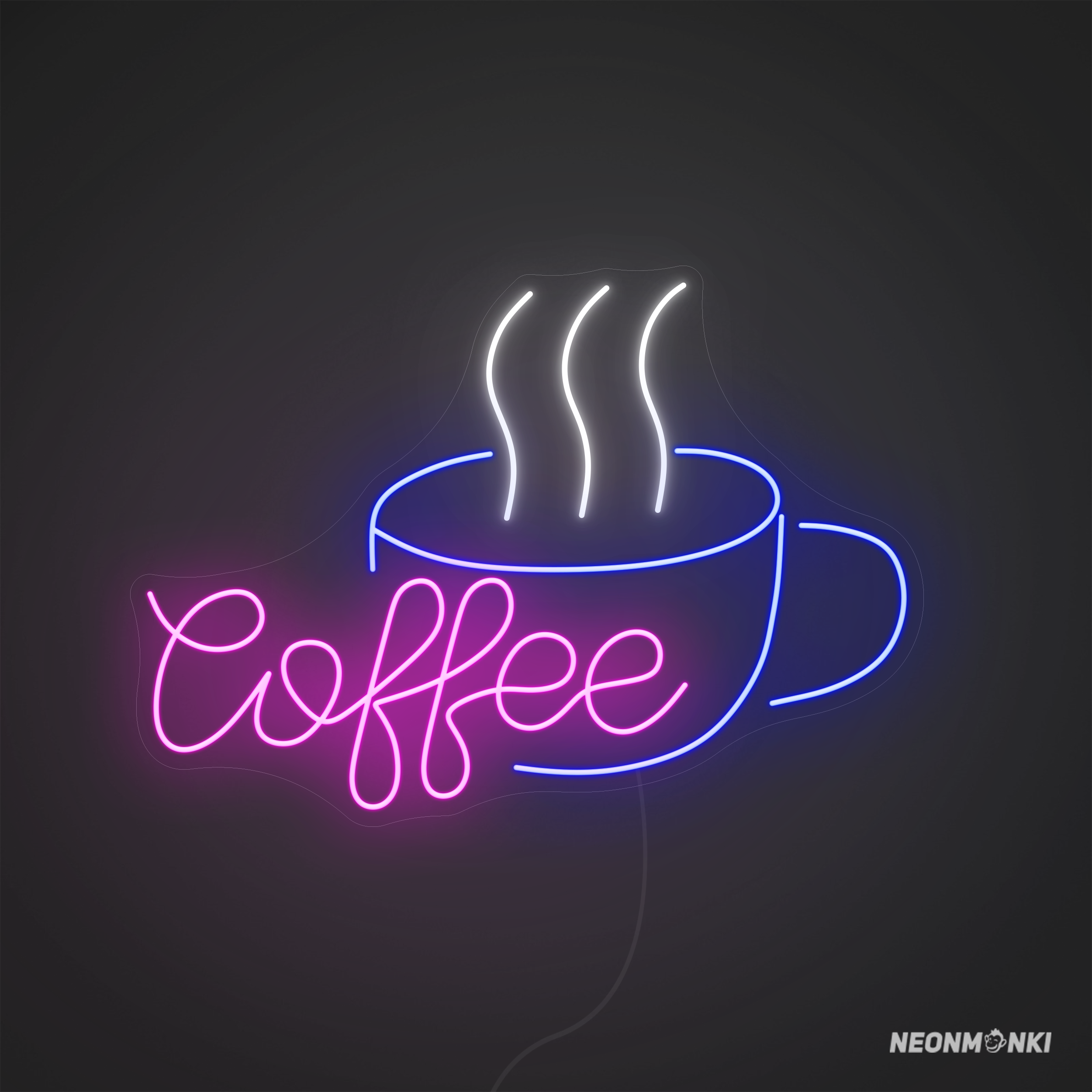 LED Schild Coffee + Kaffeetasse Kaufen Neon Pink Blau Kaltweiß - NEONMONKI