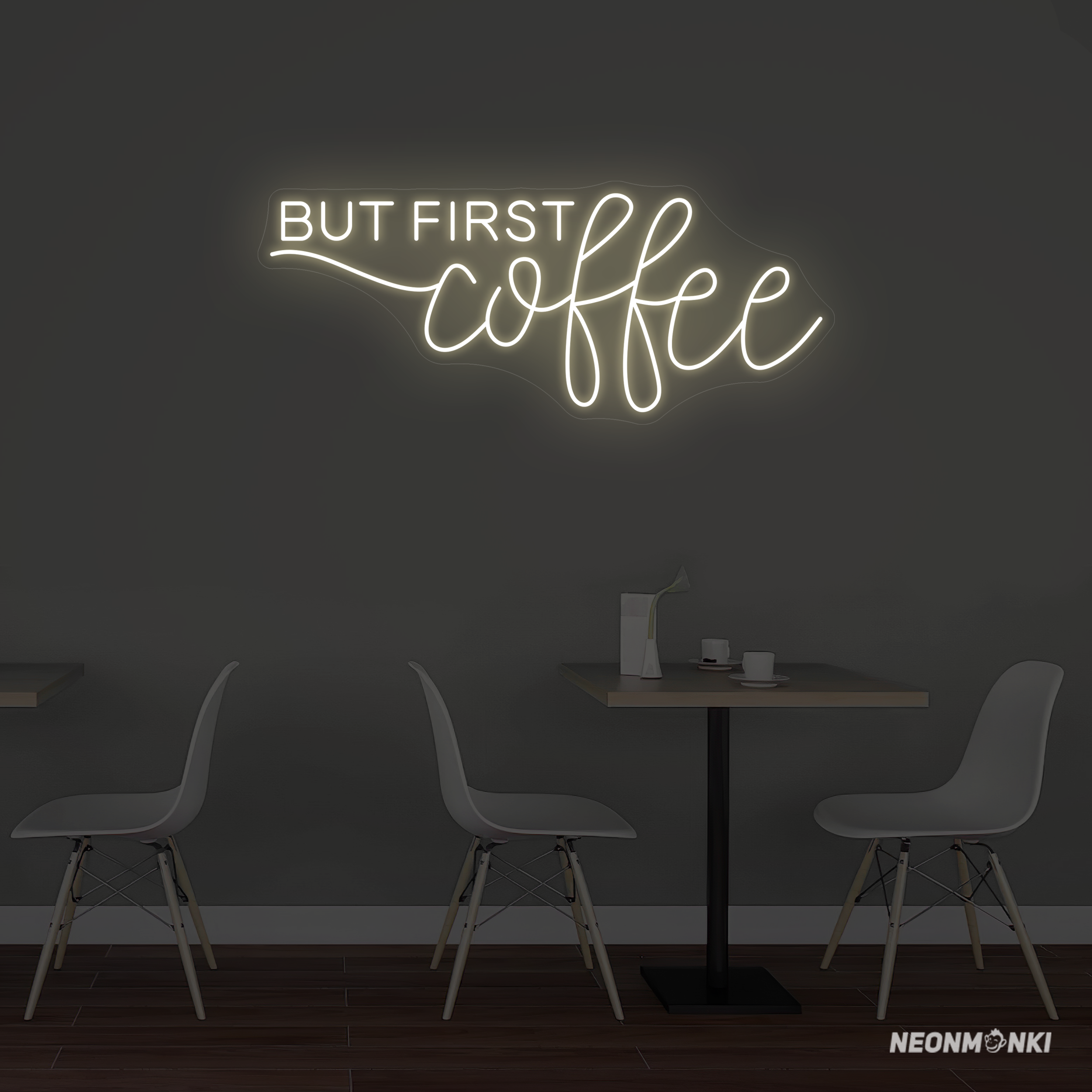 LED Neon Schriftzug "But first coffee" - Neon LED in Warmweiß - NEONMONKI