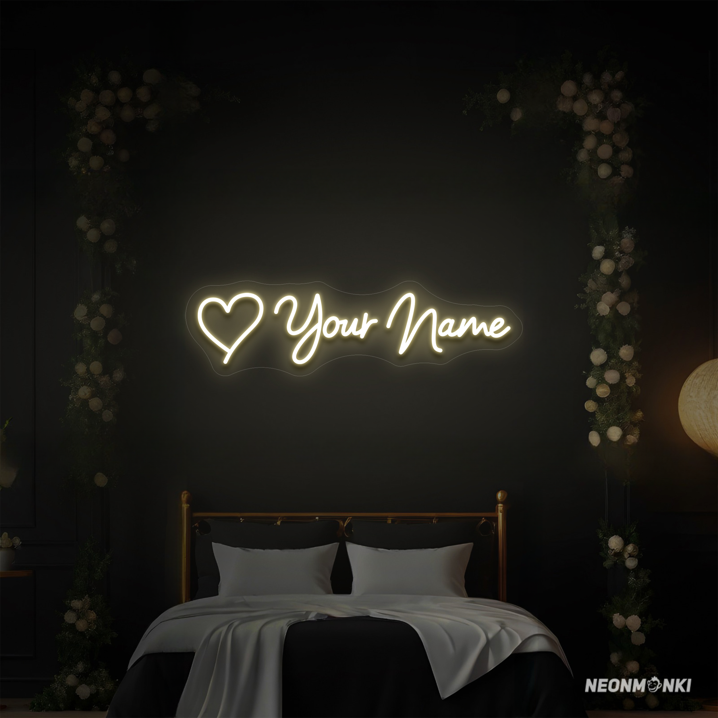 Personalisierte Neon LED Hochzeitsdeko – Herz mit deinem Namen