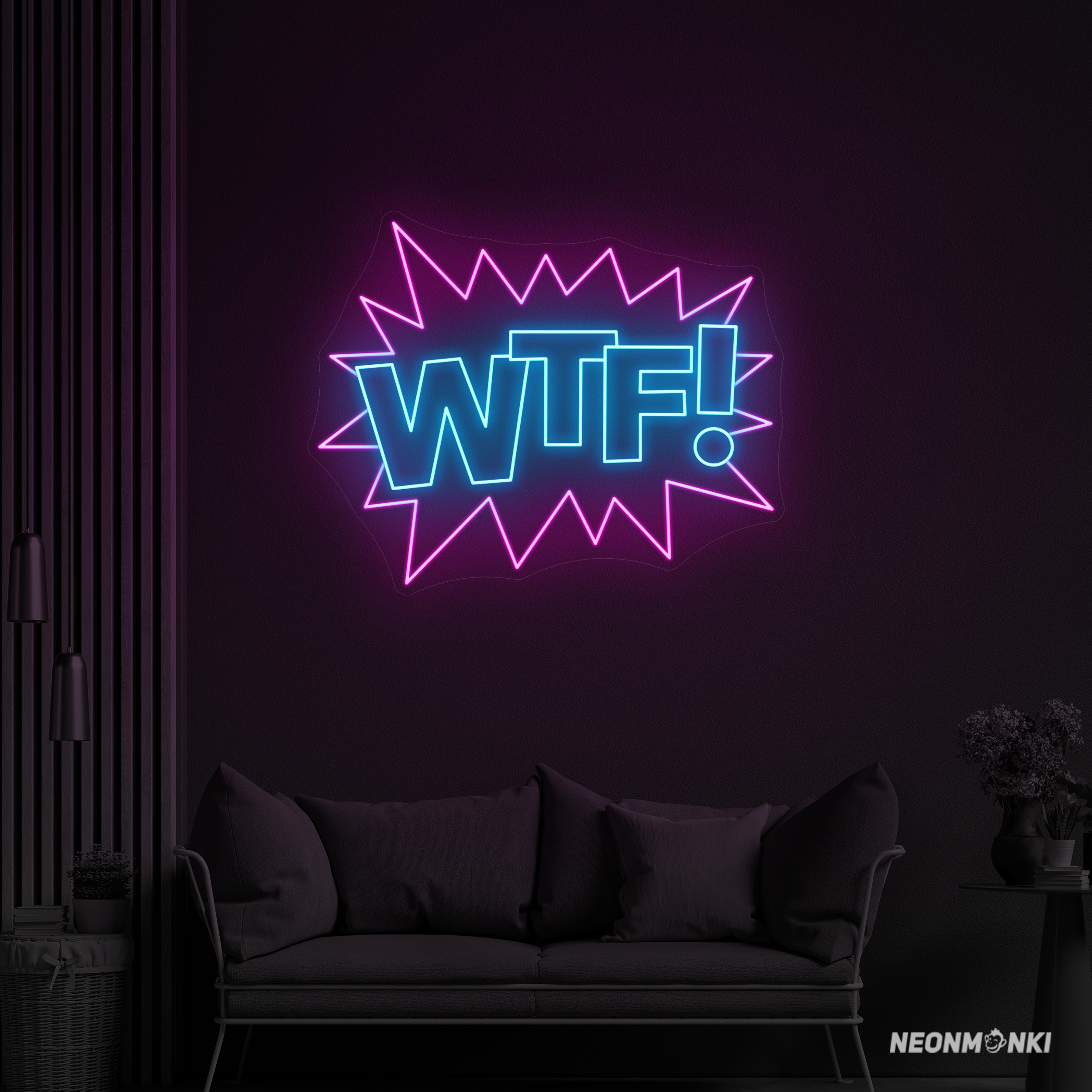 WTF Neon Leuchtschild jetzt bei NEONMONKI kaufen – hellblaues Neon Gestaltung
