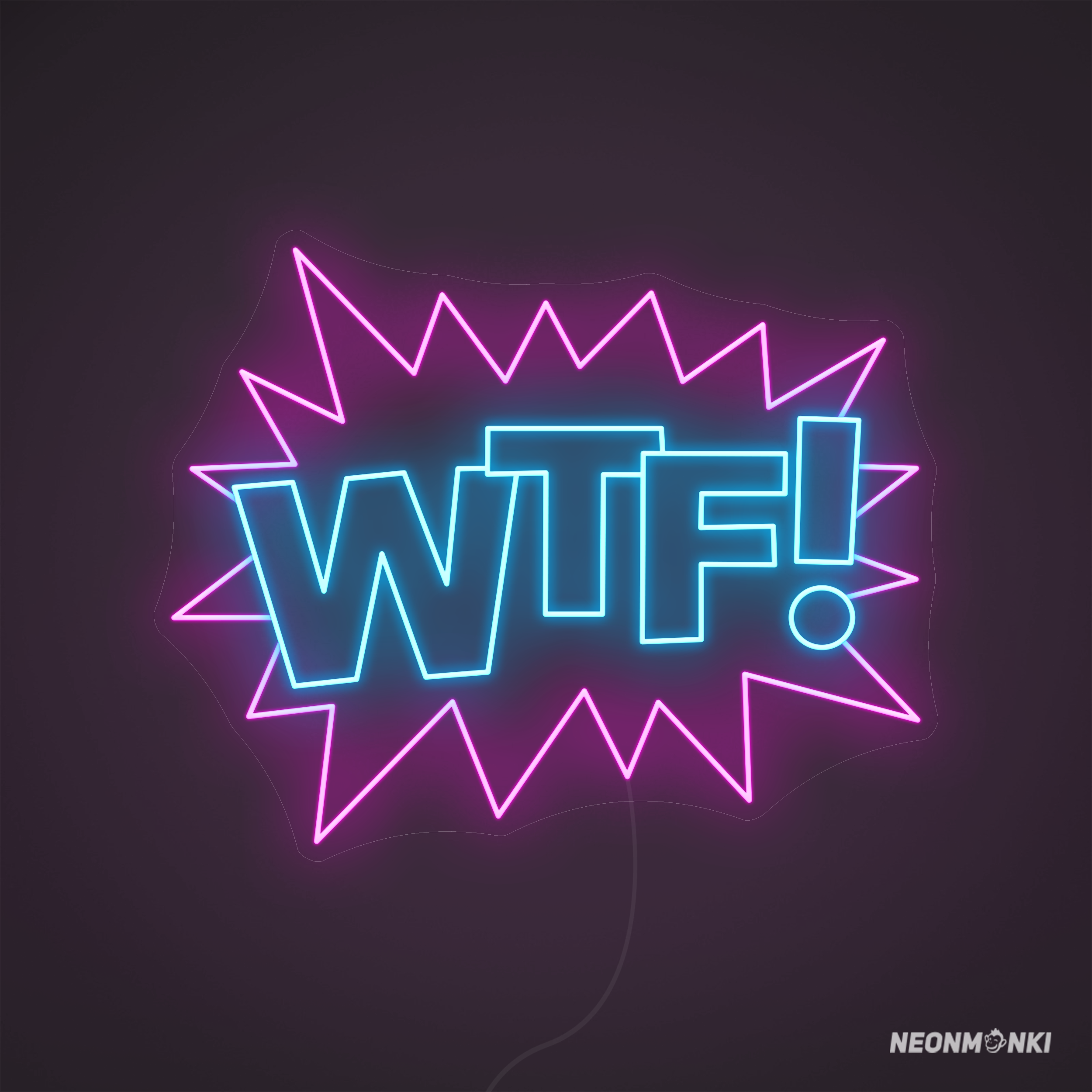 WTF Neon Leuchtschild jetzt bei NEONMONKI kaufen – hellblaues Neon Gestaltung