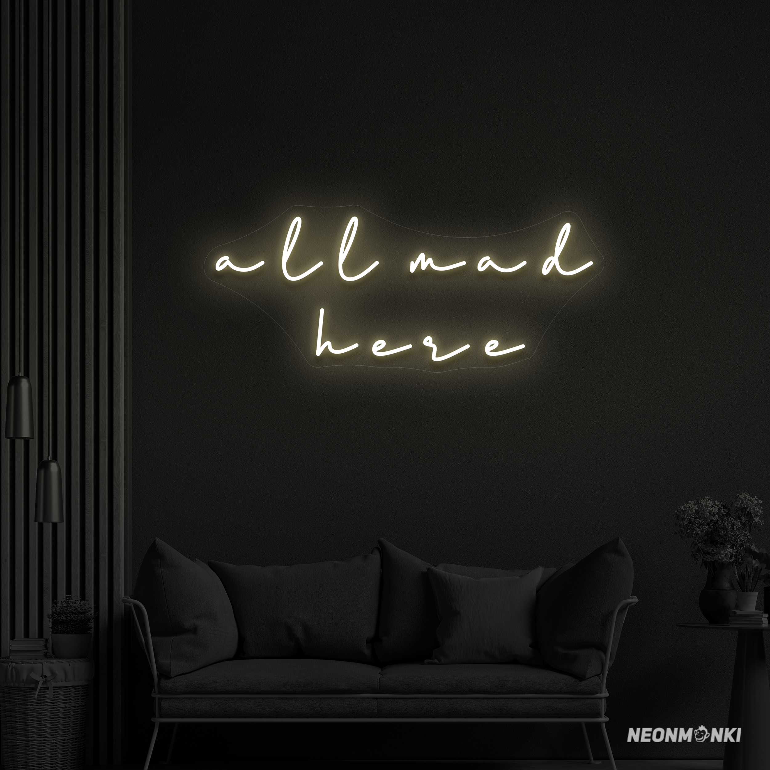 "all mad here" - LED Schriftzug - Neon Lampe