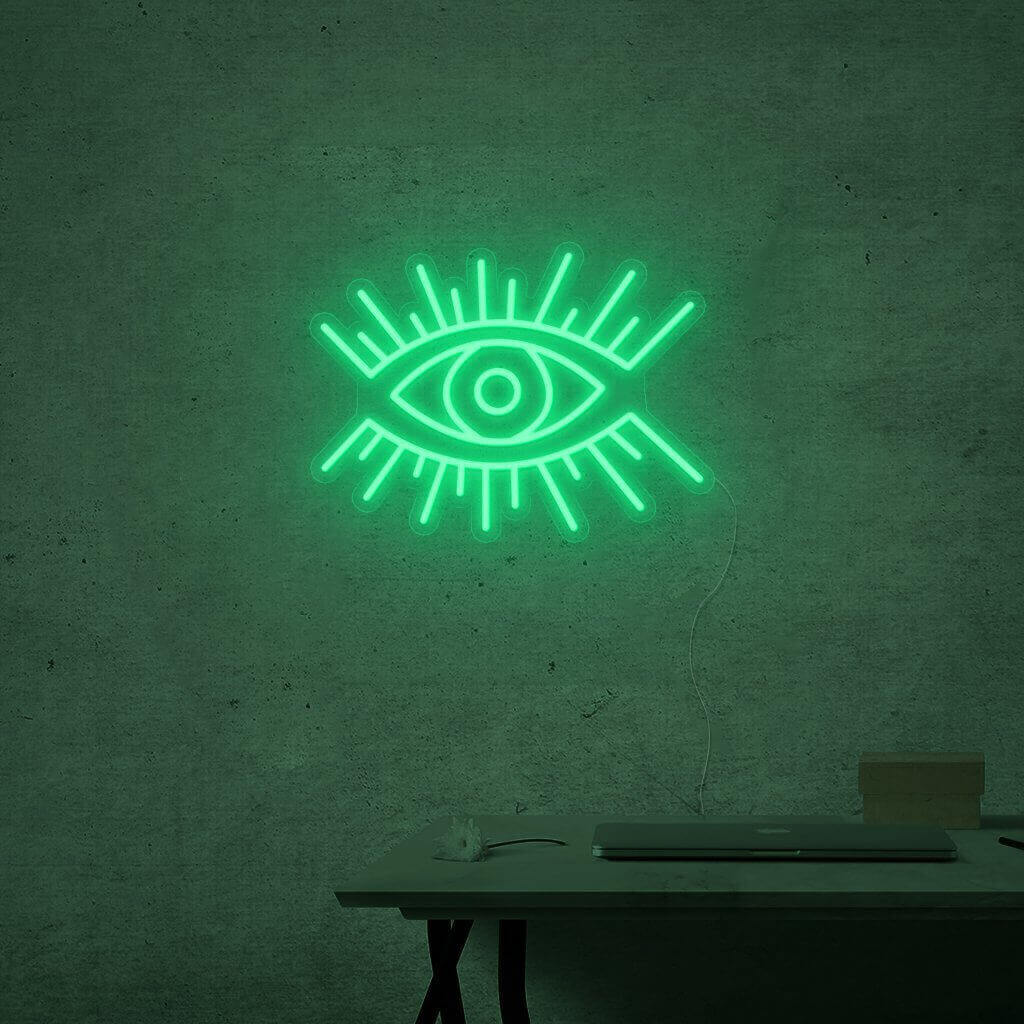 NEONMONKI_hellgrünes_leuchtschild_auge
