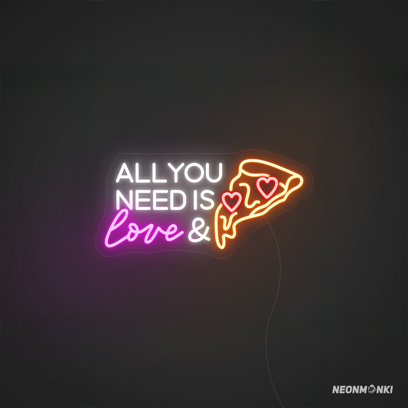 Leuchtschild Logo All You Need Is Love & Pizza! Schild für Küche-Deko