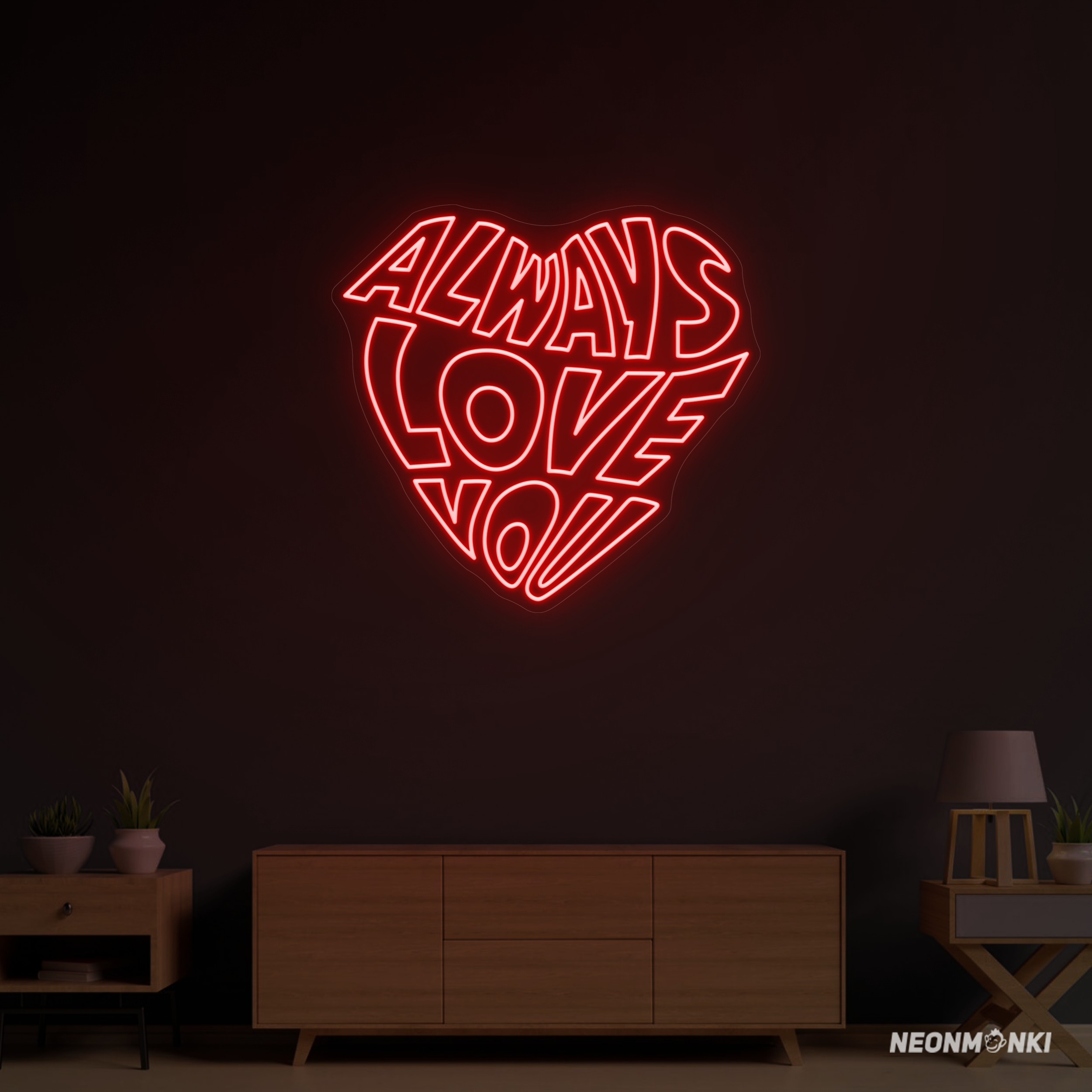 Always Love You – Leuchtende Liebe in Herzform