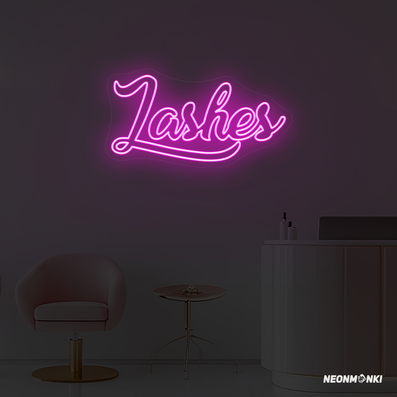 Augen auf für Stil – Neon LED Schriftzug „Lashes“ in Pink
