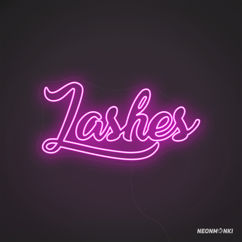 Augen auf für Stil – Neon LED Schriftzug „Lashes“ in Pink