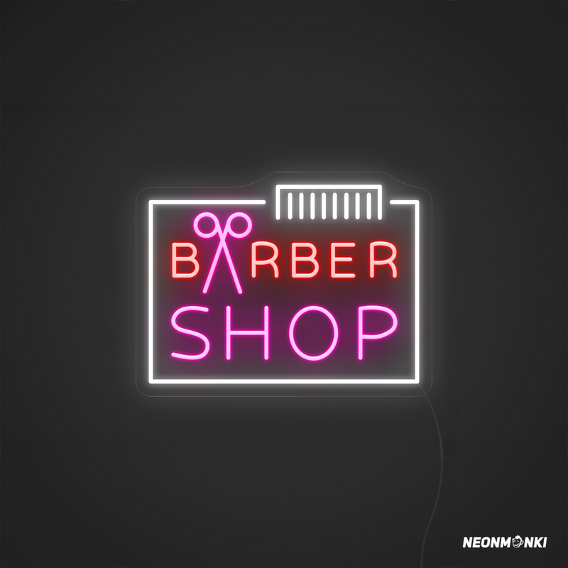 „Barber Shop“ Neon LED – Stilvolles Leuchtschild mit Kamm & Schere