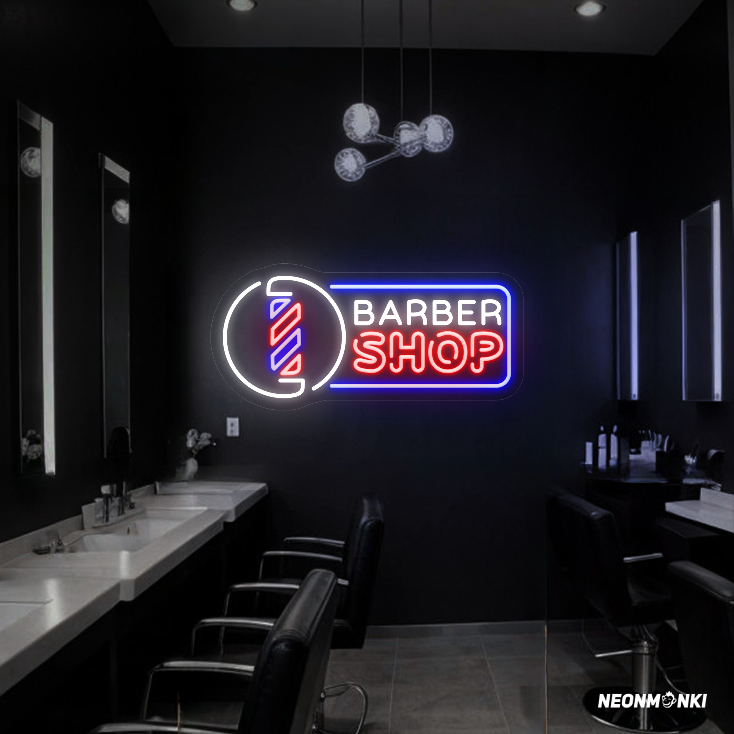 Neon Logo "Barbershop" Neon Licht für Dein Barberstudio - NEONMONKI