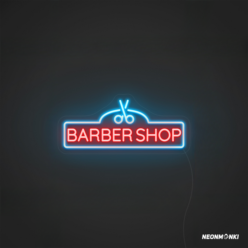 „Barbershop“ Neon LED – Stilvolles Leuchtschild mit Scheren-Design
