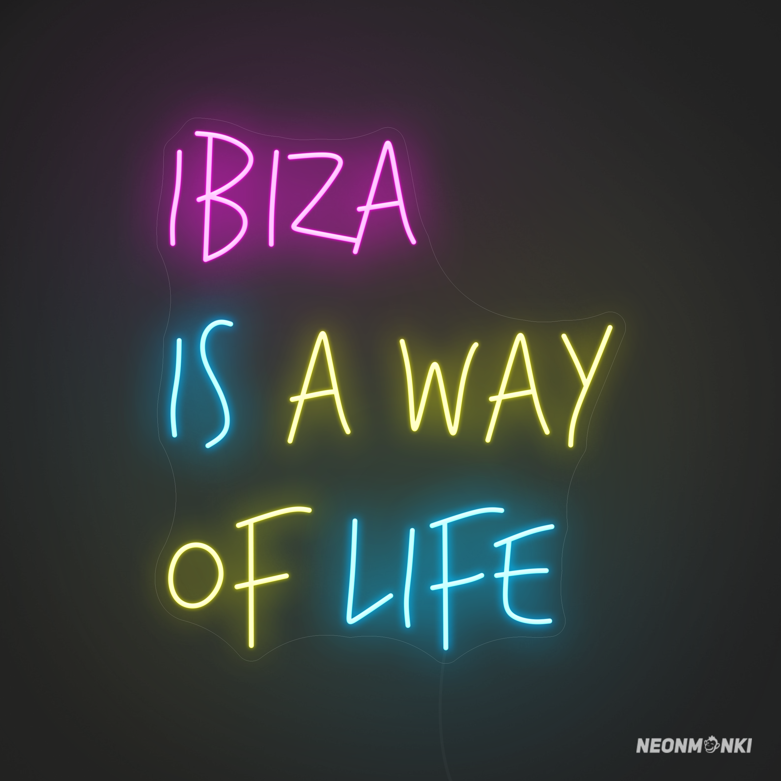 Bring Ibiza-Vibes an deine Wand – mit pink, hellblau & gelb
