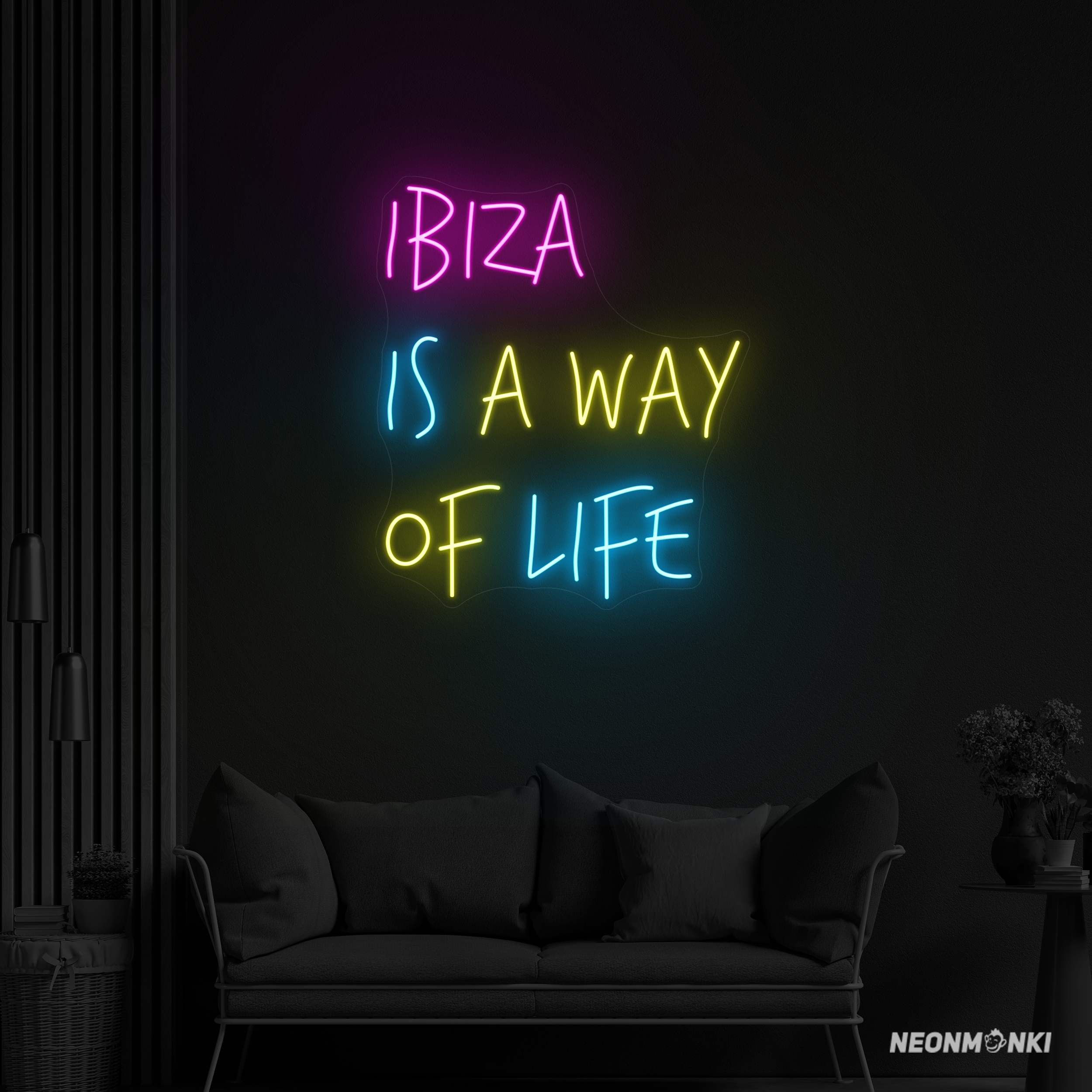 Bring Ibiza-Vibes an deine Wand – mit pink, hellblau & gelb