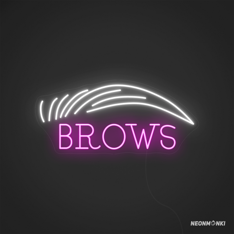 "Brows" mit Augenbraue – Neon LED Leuchtschild in Pink & Kaltweiß