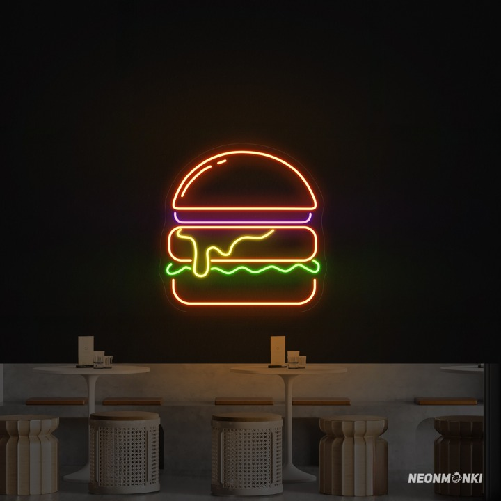 Neon LED Leuchtschild Burger Neon Logo für Foodtruck