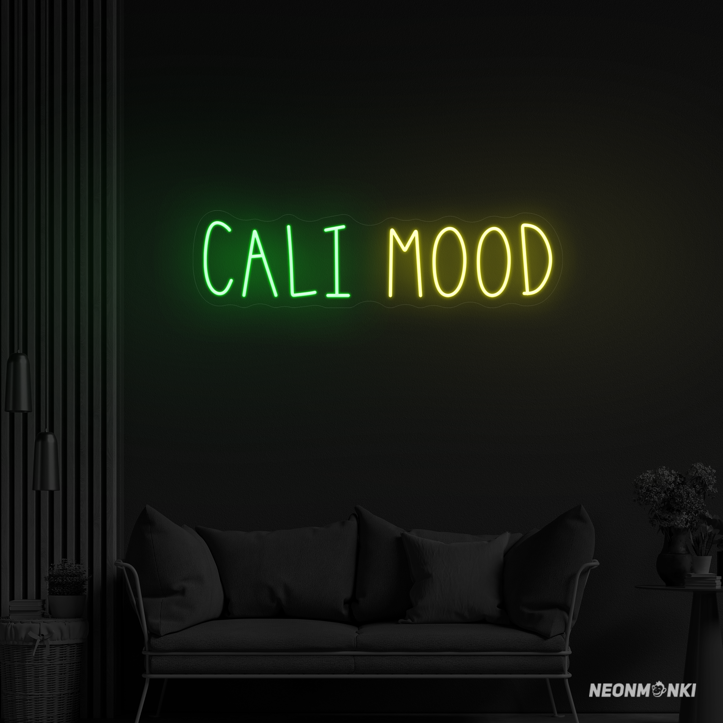 Cali Mood- Dein handgefertigtes Neon LED Travel in Grün und Gelb – Frisches Leuchtschild für entspannte Vibes