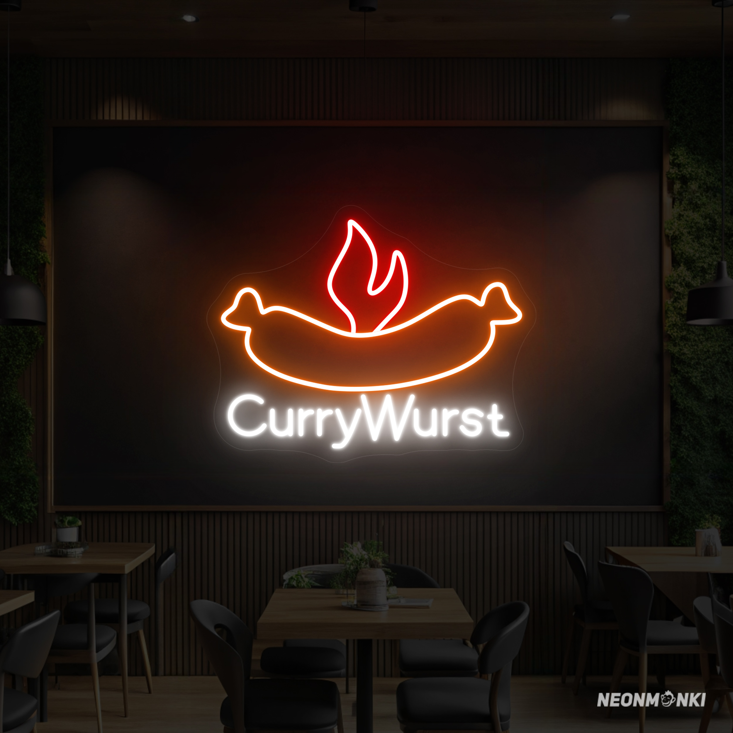 Currywurst Neon LED Leuchtschild für Street-Food - NEONMONKI
