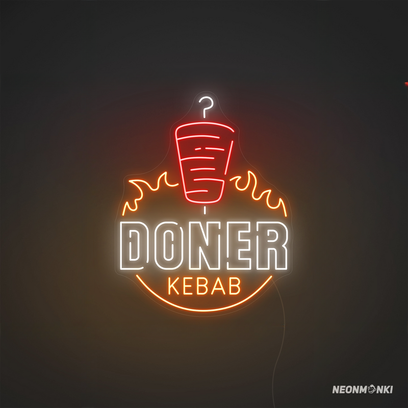 Döner Kebab Neon LED Leuchtschild für Imbiss-Deko