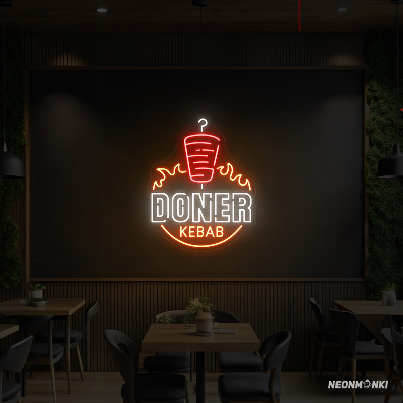 Döner Kebab Neon LED Leuchtschild für Imbiss-Deko