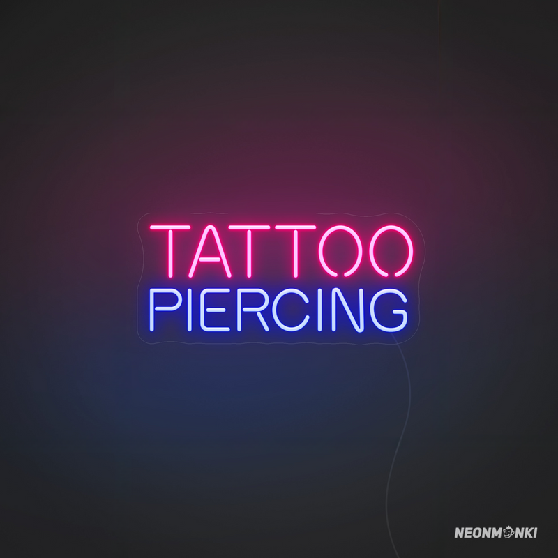 Doppelte Aufmerksamkeit für Dein Studio – Neon LED „TATTOO PIERCING“ in Blau & Pink