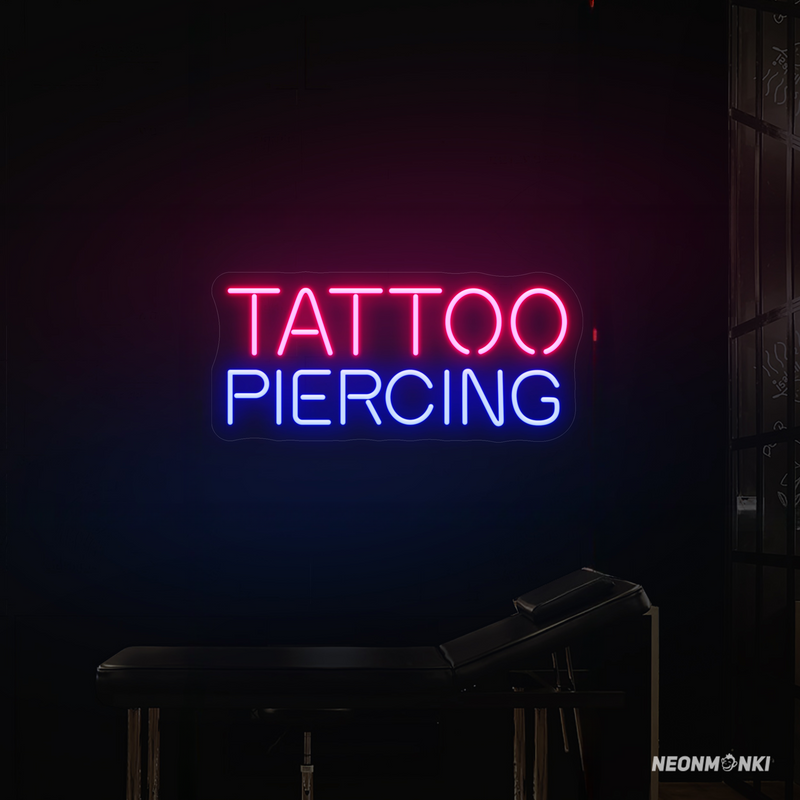 Doppelte Aufmerksamkeit für Dein Studio – Neon LED „TATTOO PIERCING“ in Blau & Pink