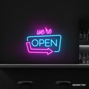 Neon LED Schild "We’re OPEN!" – Pink & Hellblau - NEONMONKI