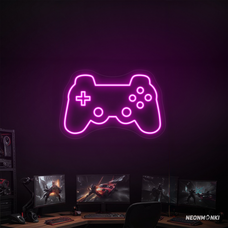 Gamer-Vibes pur: Neon LED Gamepad in leuchtendem Pink
