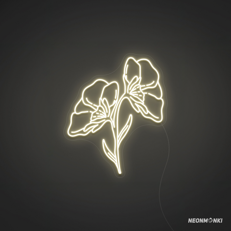 Handgefertigte Neon LED Kunst – Fine Art Flower in Warmweiß