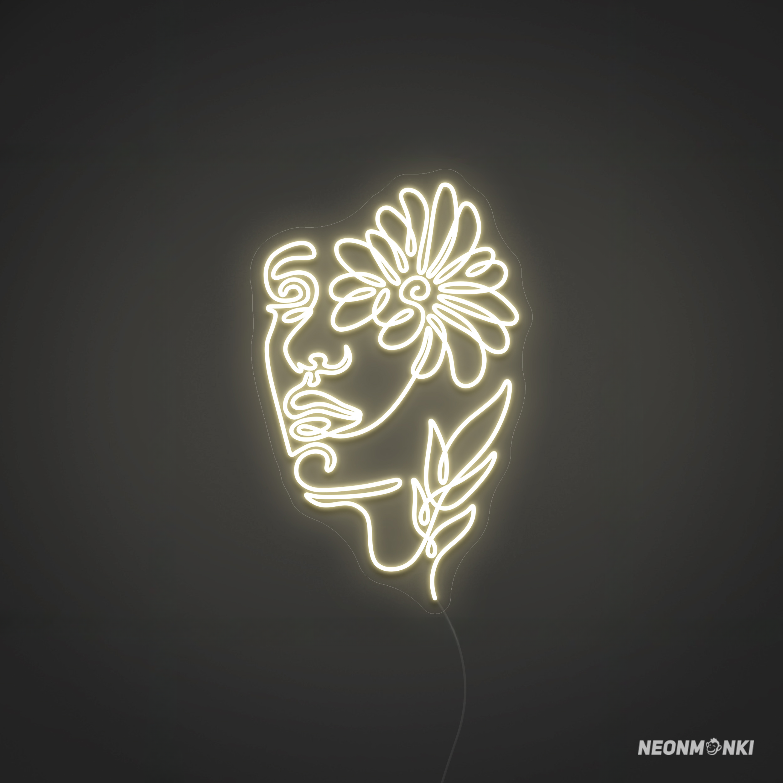 Neon LED Licht Woman Flower Face – Lichtkunstwerk - NEONMONKI