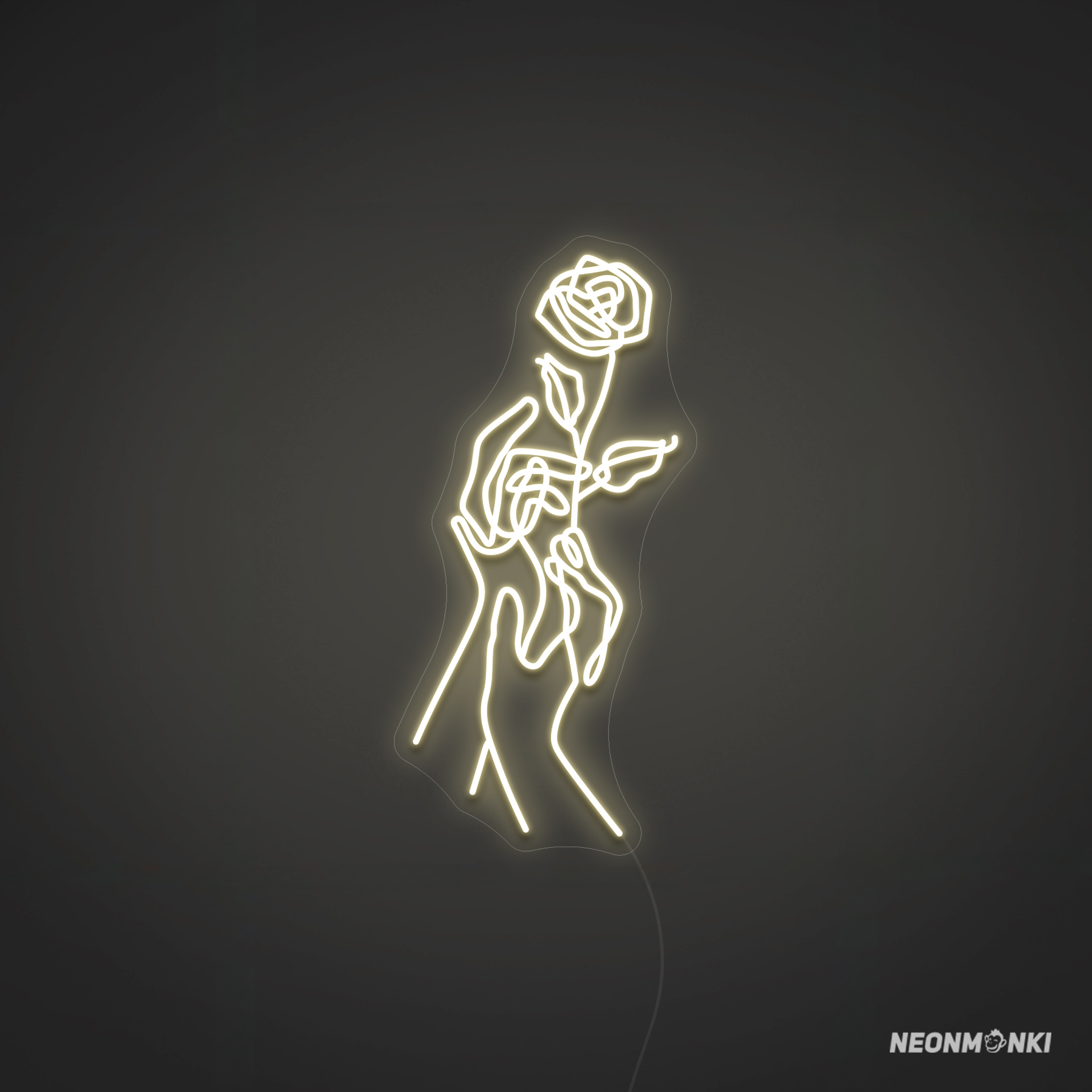 Neon LED Schriftzug Kunst Rose & Hände Lichtkunstwerk Schild - NEONMONKI