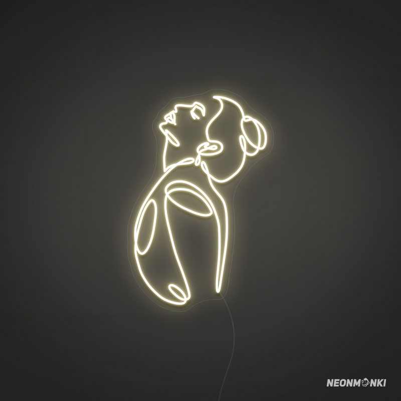 Handgefertigtes Neon LED Kunstwerk – Fine Art Woman in Warmweiß