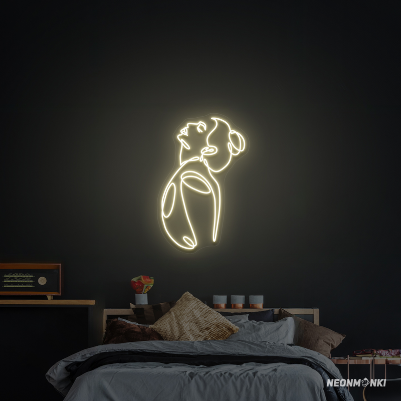 Handgefertigtes Neon LED Kunstwerk – Fine Art Woman in Warmweiß