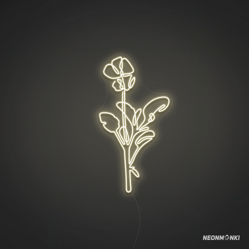 Handgefertigtes Neon LED Kunstwerk – Flower in Warmweiß