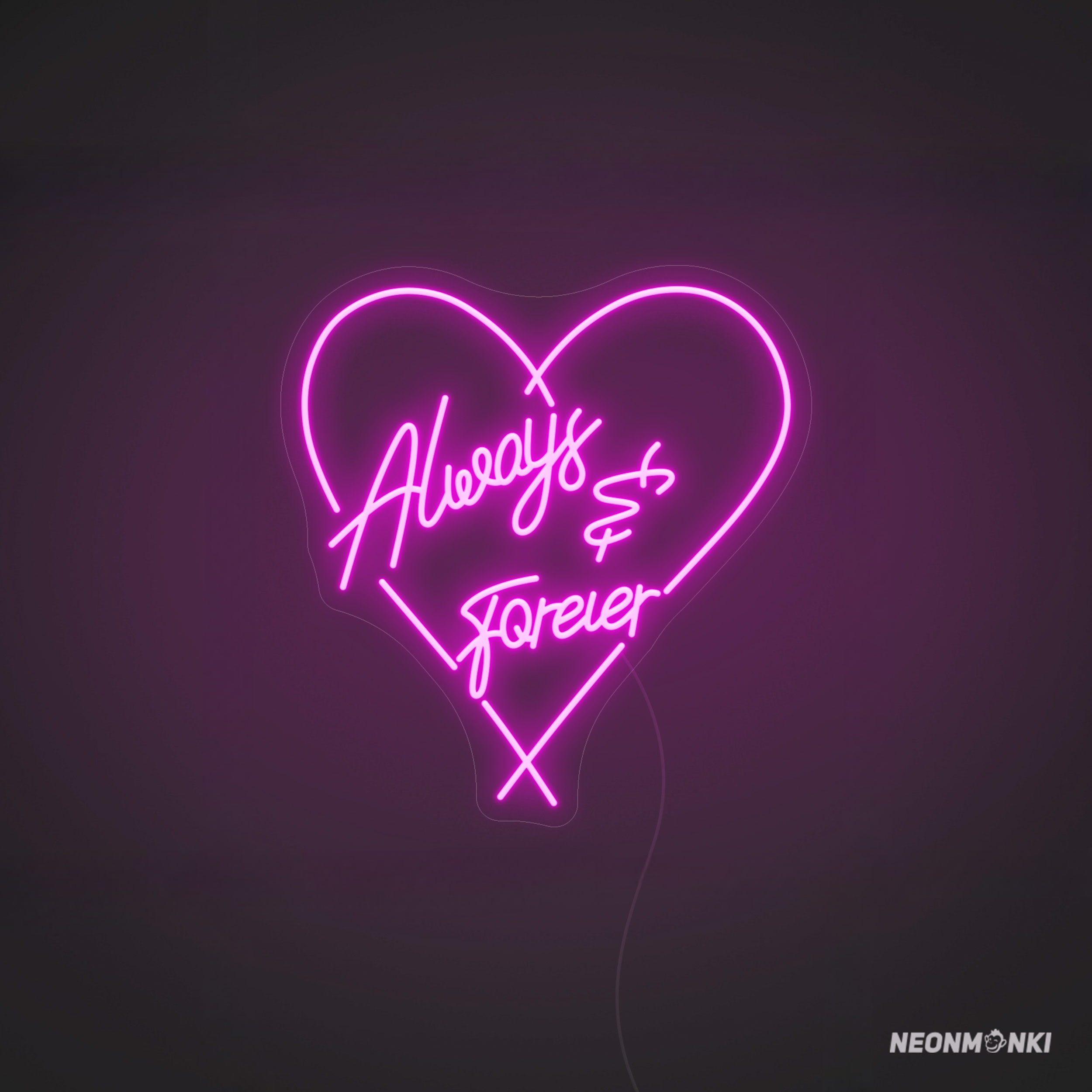 Handgefertigtes Neon LED Wedding – "always & forever" Heart in Pink