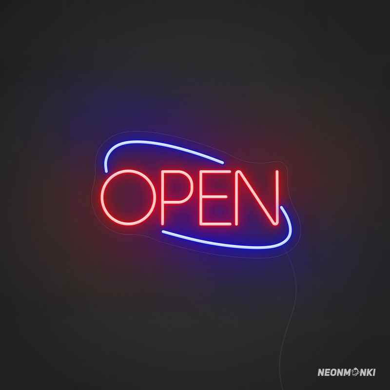 Neon LED "OPEN" – Blau & Rot für Bars & Shops