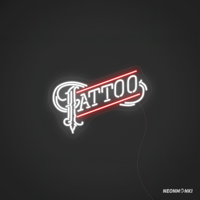 Klares Statement für Dein Studio – Neon LED „TATTOO“-Design in Kaltweiß & Rot
