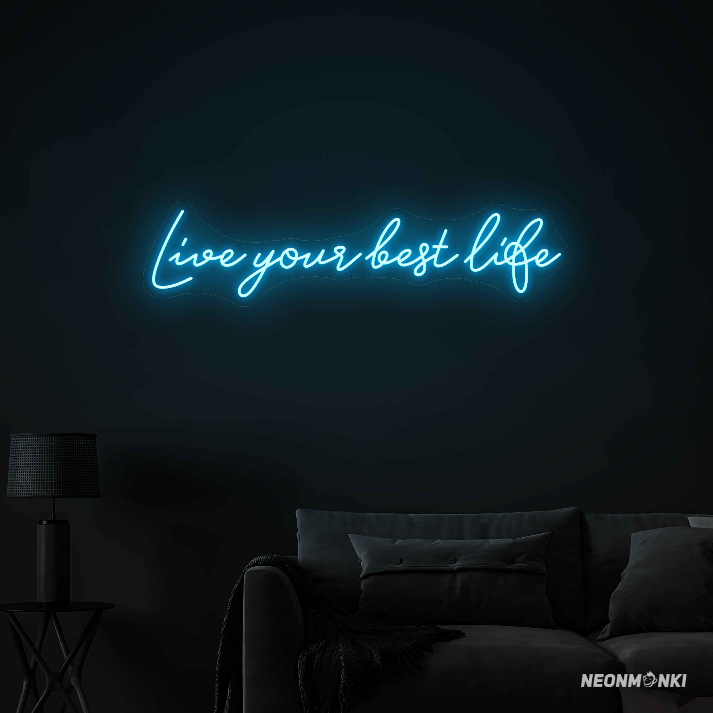 Live Your Best Life Neon Schild kaufen – von NEONMONKI in Hellblau