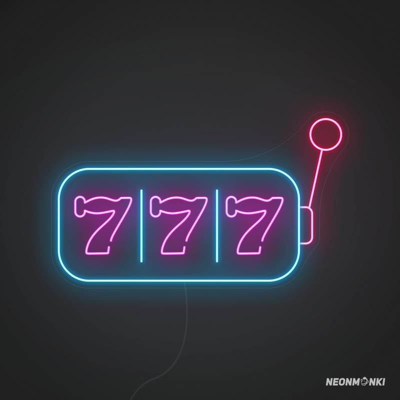 Neon LED 7/7/7 Leuchtschild – Slotmaschinen-Design in Pink und Hellblau
