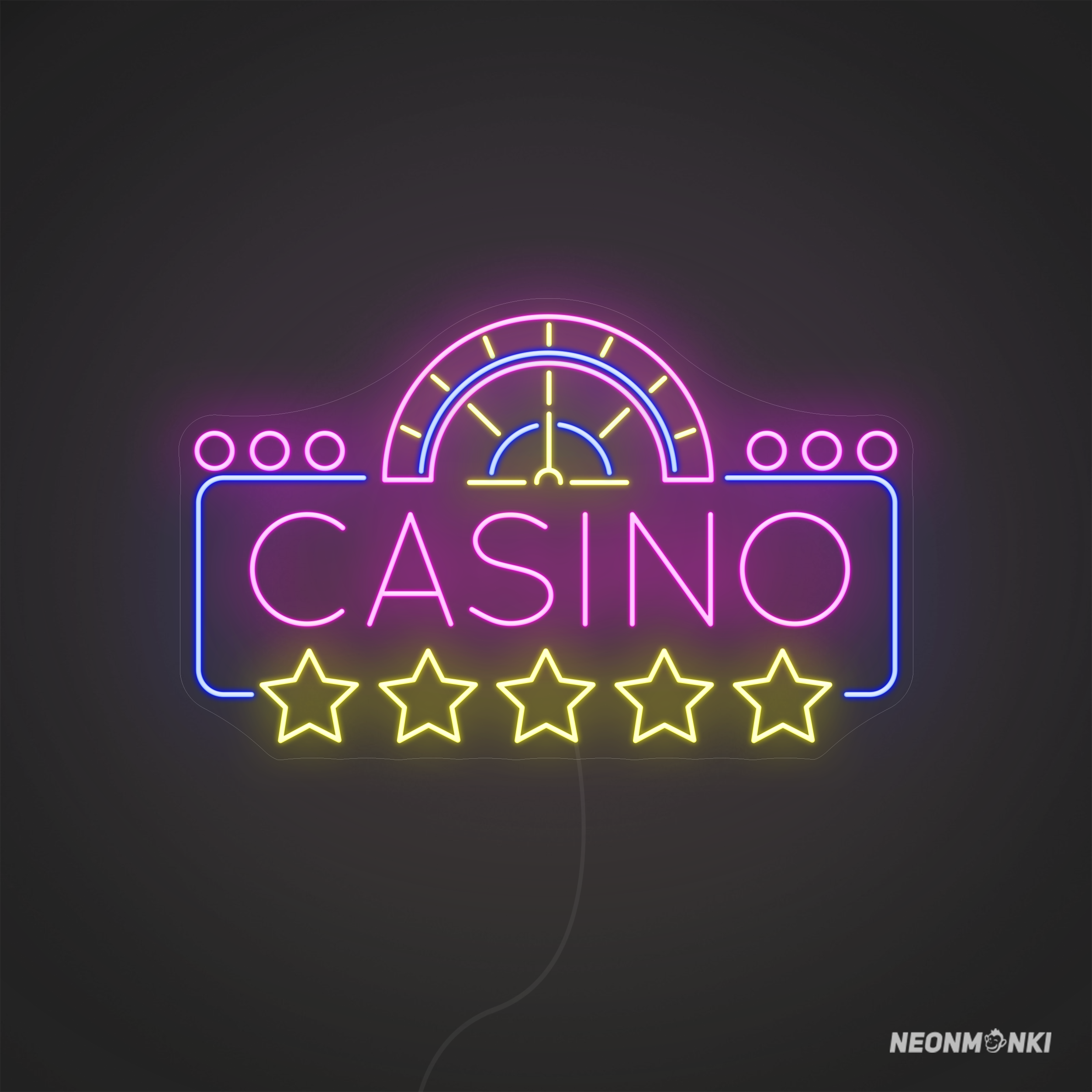 Neon CASINO Schild – Sterne, Münzen & mehr bei NEONMONKI kaufen