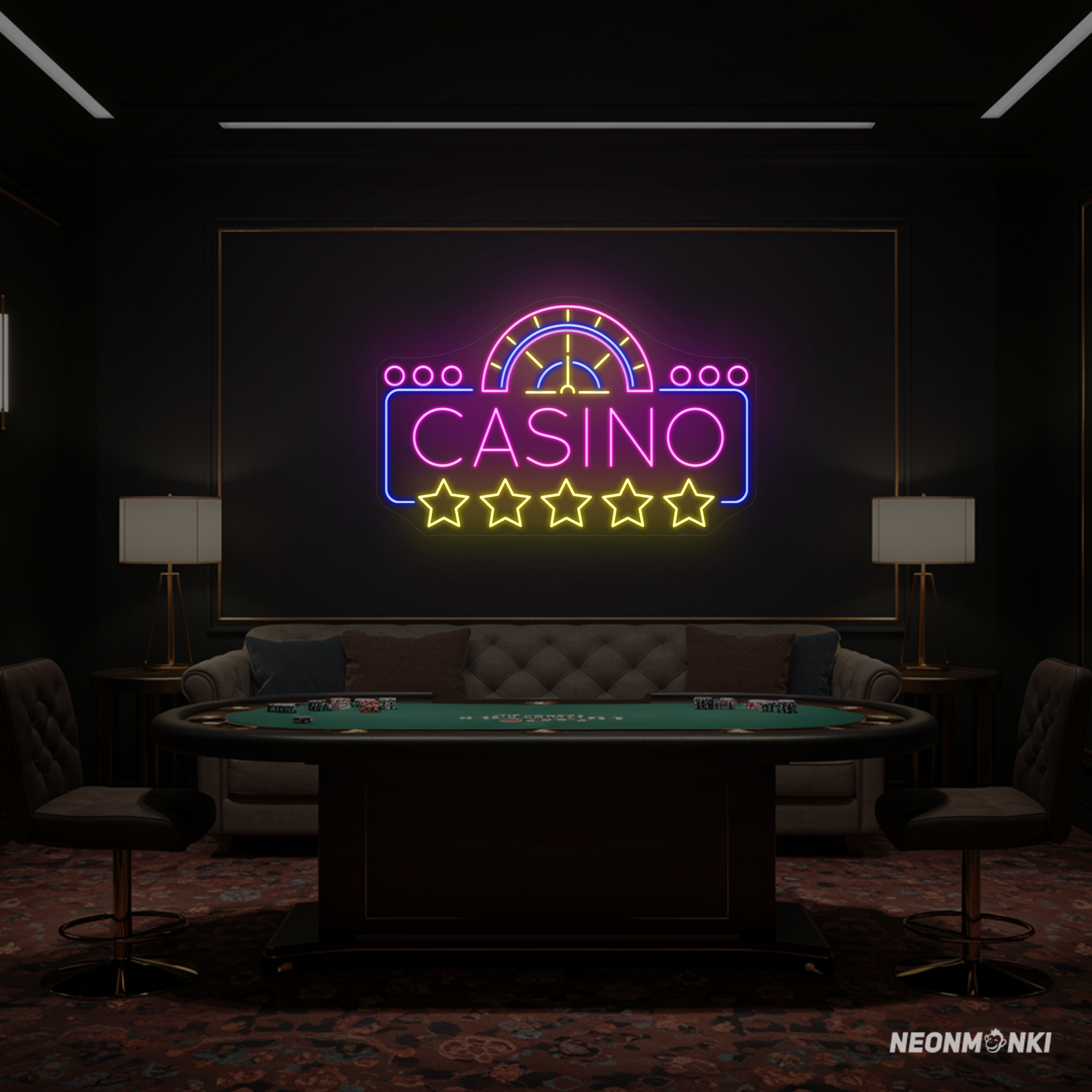 Neon CASINO Schild – Sterne, Münzen & mehr bei NEONMONKI kaufen
