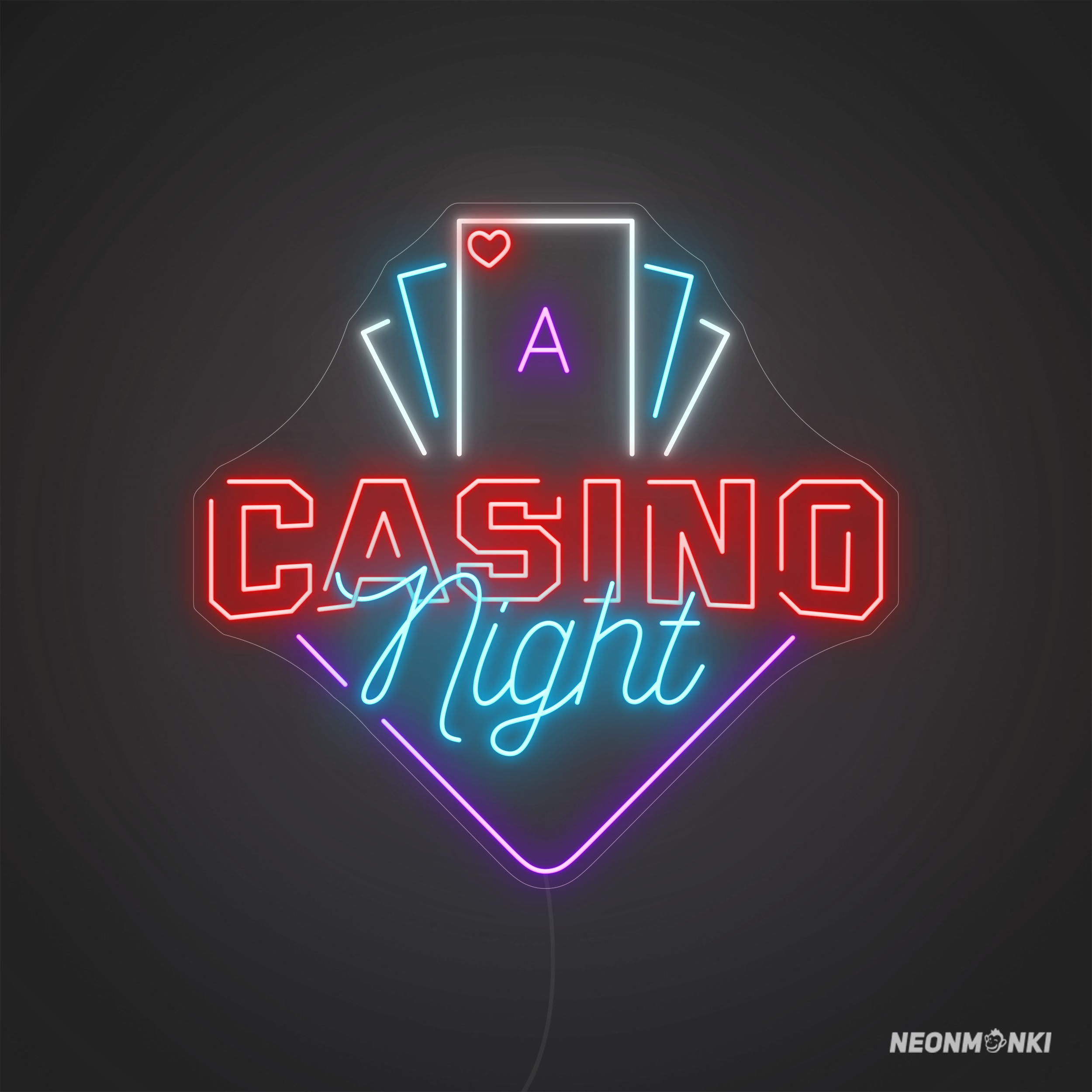 Poker Neon LED CASINO Night – Dein Pokertisch braucht NEONMONKI